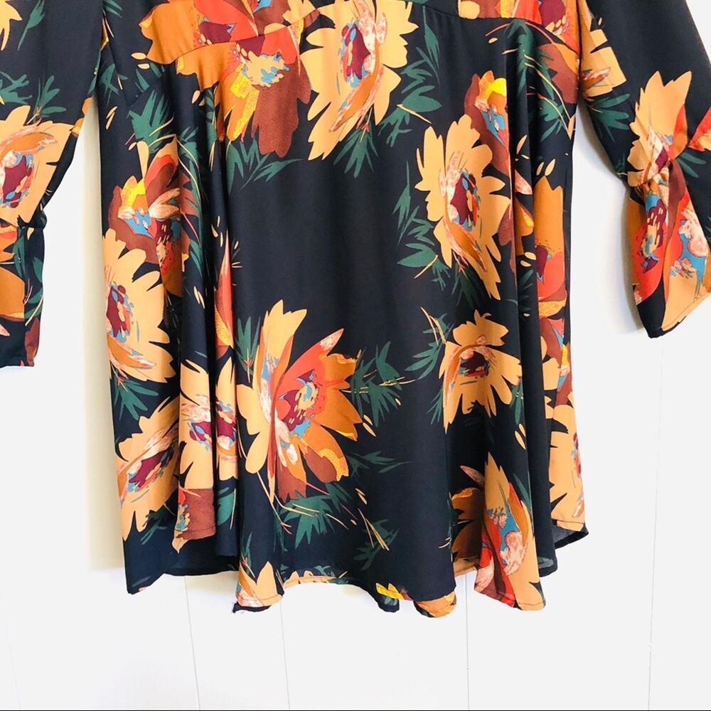 Umgee blue floral sunflower boho swing babydoll dress fall cottagecore small - Picture 5 of 8